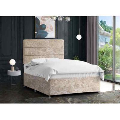 The Range Harmony Divan Bed Set With Tall Headboard Mattress-Crushed, 2 Drawers Right Side - Cream / Yellow / Superking / Super King