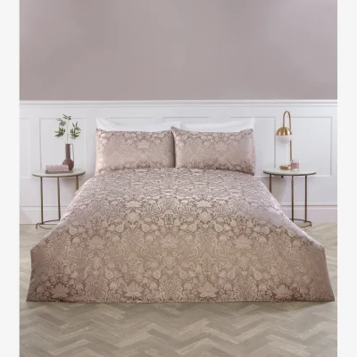 The Range Damask Polyester Duvet Cover Bedding Set - Rose / Double
