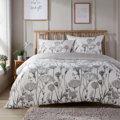 The Range Meadow Grey Printed Duvet Set - Grey / King