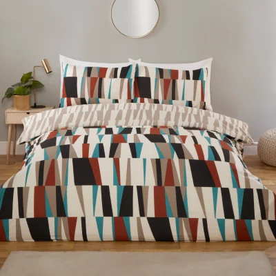 The Range Ezra Geometric Duvet Set - Beige / Double