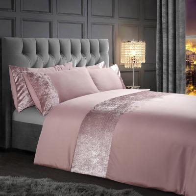 The Range Peach Soft Touch Velvet Panel Duvet Set - Blush / 1.1kg / 2 Pillowcases
