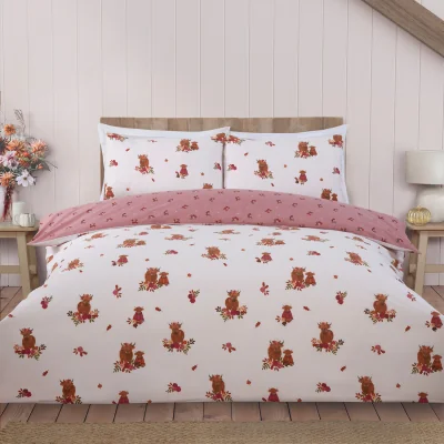 The Range Lola Highland Cows Duvet Set - Blush / King