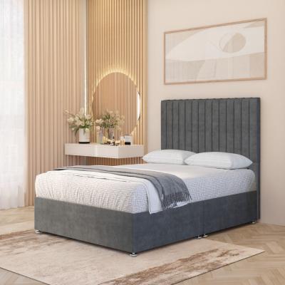 The Range Verona Velvet 4000 Pacific Pocket Sprung Memory Foam Divan Bed Set 54" Headboard - Silver / Superking / No Drawers