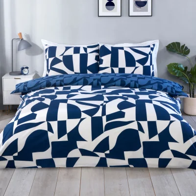 The Range Logan Geo Duvet Set - Navy / Single