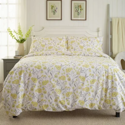 The Range MELLOW YELLOW DUVET SET - Yellow / Single / 200cm / washed separately and before first use. Optical brightener detergents may affect the colour. Do no