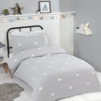 The Range Tufted Clouds Duvet Cover and Pillowcase Set - Grey