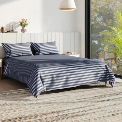 The Range Soft Polyester Striped Bedding Set - 229 x 229 cm / King