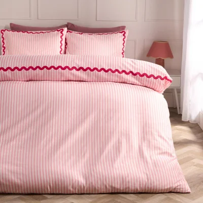 The Range OHS Wave Border Gingham Duvet Set - Pink / 0.6kg