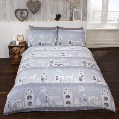 The Range Reindeer Road Cotton BC Duvet Set With Pillowcase - Silver / Double