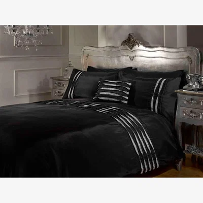 The Range Crystal Polycotton Duvet Set With Pillowcase - Black / Single
