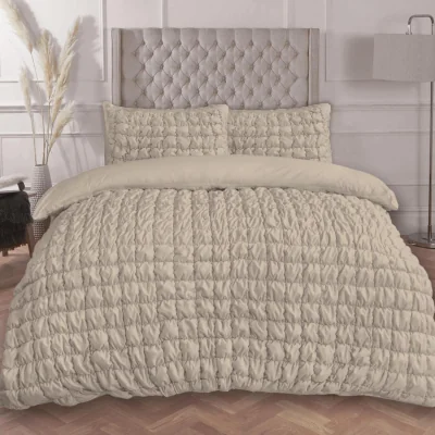 The Range OHS Quilted Seersucker Duvet Cover Set - Natural / 2.58kg / Quilt Cover