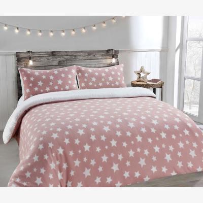 The Range Velosso Teddy Soft Cosy Fleece Stars Blush Duvet Set - Pink