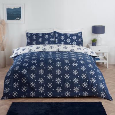 The Range Snowflake Reversible Microfibre Complete Duvet Cover Set with Fitted Sheet - Multi / King / 4cm