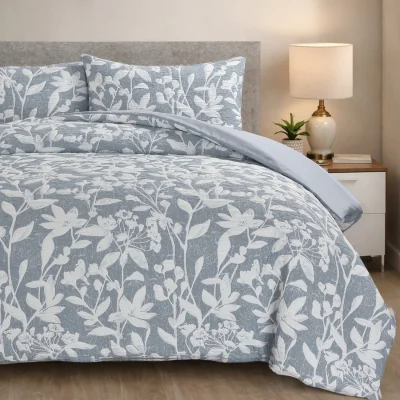 The Range Luxury 3D Jacquard Stunning Leaf Pattern Duvet Set - Blue / Single
