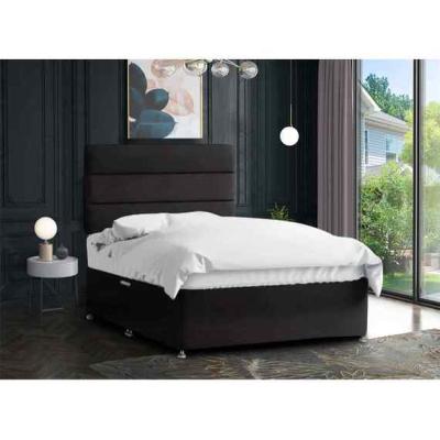 The Range Harmony Divan Bed Set with Tall Headboard Mattress-Plush, 2 Drawers Left Side - Black / King