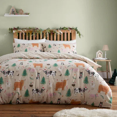 The Range Christmas Farm Duvet Set - Natural / Single