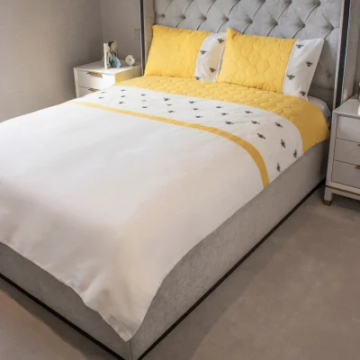The Range Voltico Embroidered Bee Soft Touch Bedding Collection - Bright Yellow / Double / 1015.0g