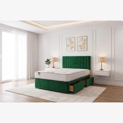 The Range Sarah Emerald Plush Bed Set, 2 Drawers  & 24 " Headboard, 6FT