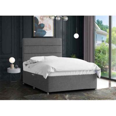 The Range Harmony Divan Bed Set with Tall Headboard Mattress-Chenille Fabric,Non Storage - Silver / Grey / Single