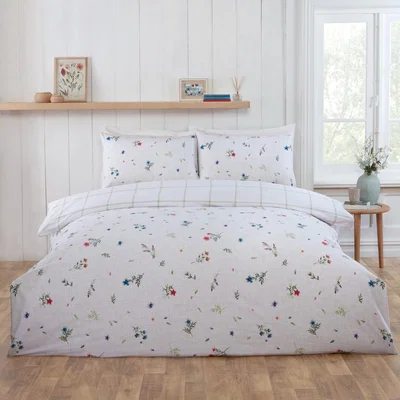 The Range Meadow Brushed Cotton Reversible Duvet Cover Set with Pillowcase - Multi / Double