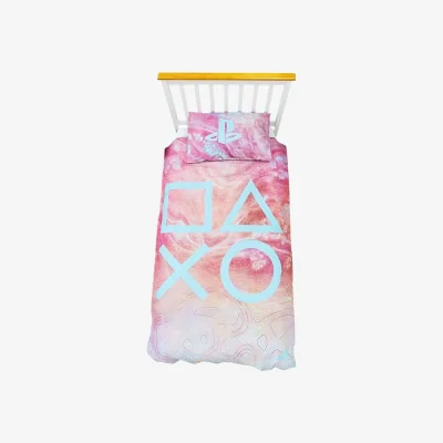 The Range Playstation Marble Effect Reversible Duvet Set - Pink / Single
