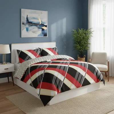 The Range Modern Reversible Duvet Cover Stylish Geometric Pattern Bedding for Bedroom - Black / Superking
