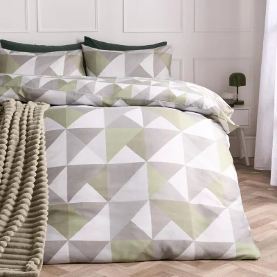 The Range OHS Geometric Print Duvet Set - Sage / 0.99kg