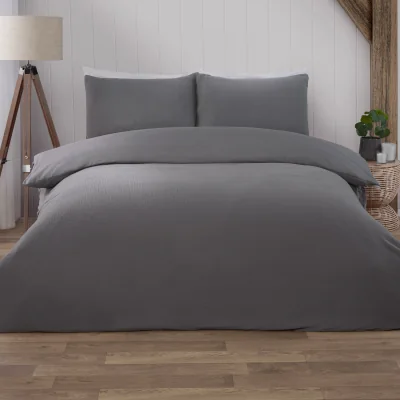 The Range Muslin Duvet Set - Grey / Double