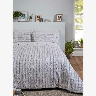 The Range Arran Cotton Bedcover Duvet Set With Pillowcase - Grey / Superking