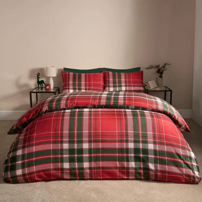 The Range Traditional Christmas Check Bedding Set - Red / King