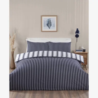 The Range My Home Ocean Stripe Duvet Set - Navy / Double