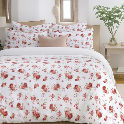 The Range Delicate Red Floral Printed Duvet Set - Red / 200cm / Single