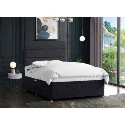 The Range Harmony Divan Bed Set With Tall Headboard Mattress-Crushed, 2 Drawers Right Side - Black / Super King / Superking
