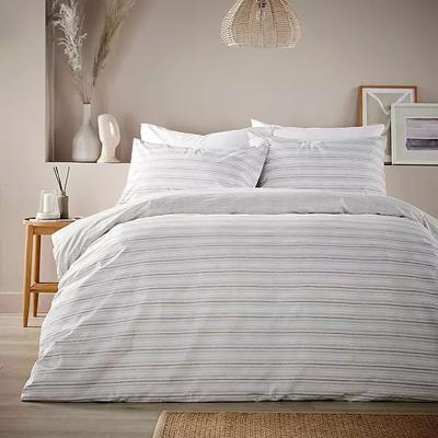 The Range Boucle Essentials Stripe Quilt Cover Set - Grey / Superking