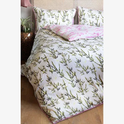 Rockett St George Green & Pink Bamboo Print Reversible Duvet Cover and Pillow Case Set - Available in 4 Sizes