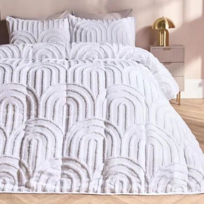 The Range OHS Tufted Arches Quilted Coverless 7.5 Tog Duvet Set - White / 3.35kg