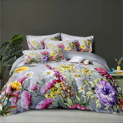 The Range Meadow Floral Printed Duvet Set - Lilac / King