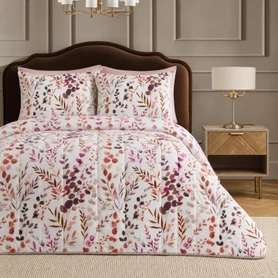 The Range OHS Floral Print Coverless 10.5 Tog Duvet Set - Burgundy - Double