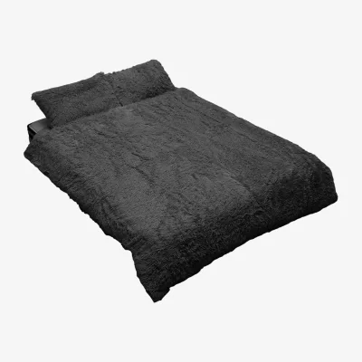 The Range 3Pcs Single Side Faux Mink Fleece Duvet Set - Dark Grey