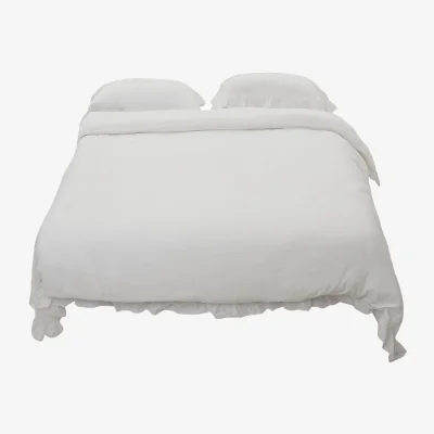 The Range 3Pcs White Elegant Solid Duvet Cover and Pillowcase Set  - White / King