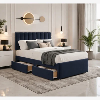 The Range ORTHOPAEDIC DIVAN BED SET WITH MATTRESS AND Headboard Blue - Blue / Small Double