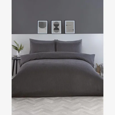 The Range Pimlico Satin Stripe Duvet Set - Charcoal / Superking