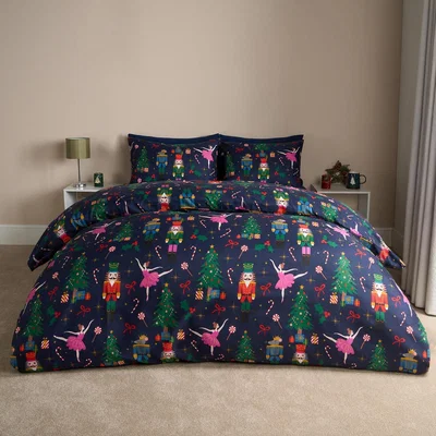 The Range Christmas Nutcracker Bedding Set - Navy / Double