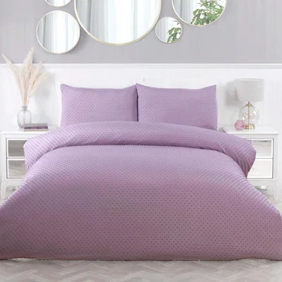 The Range Sienna Contemporary Tufted Dot Duvet Set - Mauve / Superking