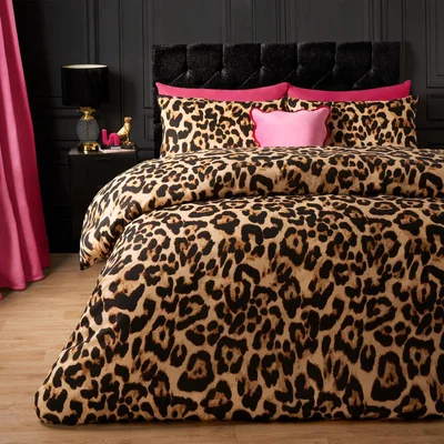 The Range Leopard Print Reversible Duvet Set - Brown / King
