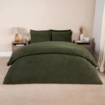 The Range Teddy Duvet Cover with Pillow Case Bedding Set - Woodland Green / Double