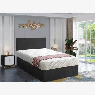 The Range Loria Divan Bed Set with Headboard and Mattress - Chenille Fabric, Non Storage - Black / Superking
