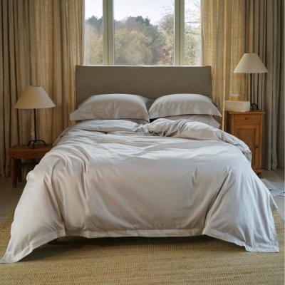 The Range Organic Cotton Edged Bedding Set - Sateen Finish - Dove Grey