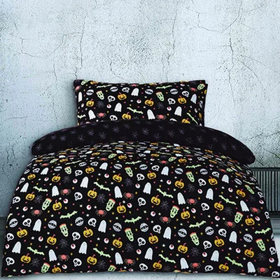 The Range Spooky and Magical Halloween Reversible Duvet Cover with Pillowcase - Black