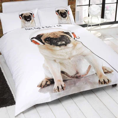 The Range Rock And Roll Pug Polycotton Duvet Set With Pillowcase - Multicolor